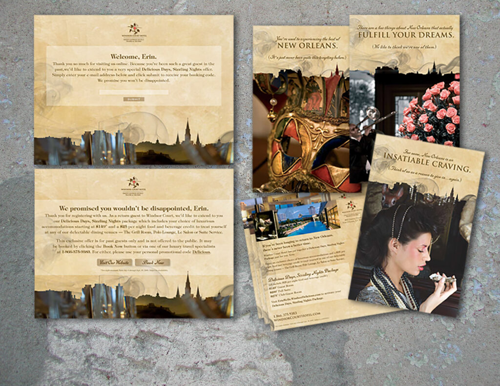 Landing Page for Personalized Direct Mail Campaign for Windsor Court Hotel in New Orleans, LA