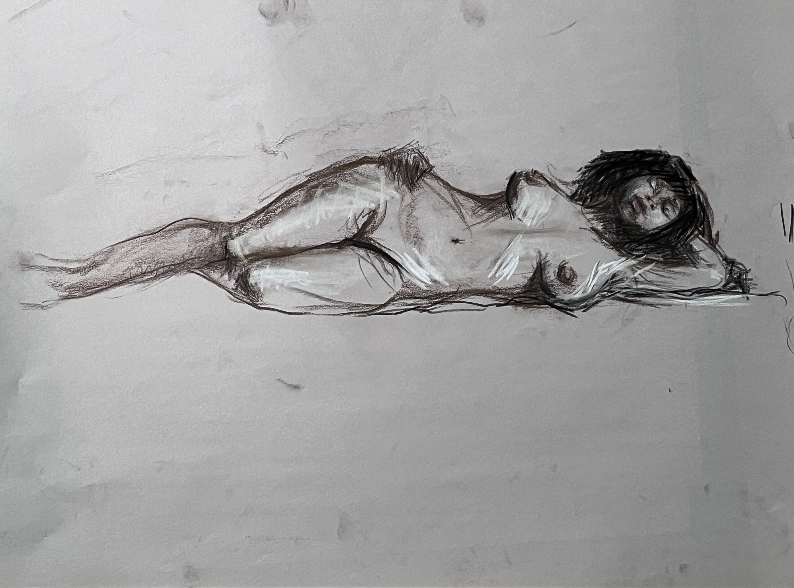 Reclining Woman. Figure Drawing.